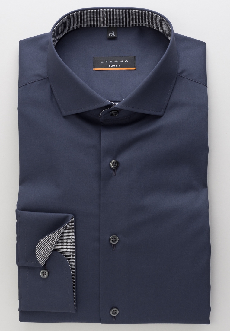 Eterna-Hemd-Slim-Fit-72-cm-in-anthrazit-mit-dunkelgrauen-Knöpfen-und-Kent-Kragen