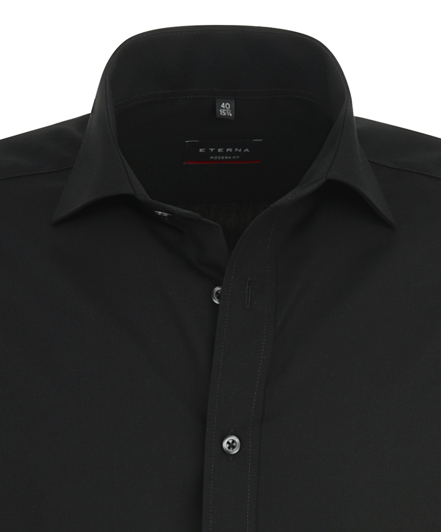Kragenansicht-auf-Büste-Eterna-Herrenhemd-in-der-Farbe-schwarz-uni-in-Kragenweite40-mit-verlängerter-Ärmellänge-von-72cm