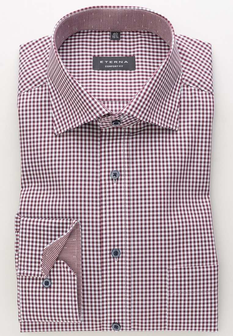 ETERNA Hemd Comfort 68 cm EXTRA LANG rot kariert