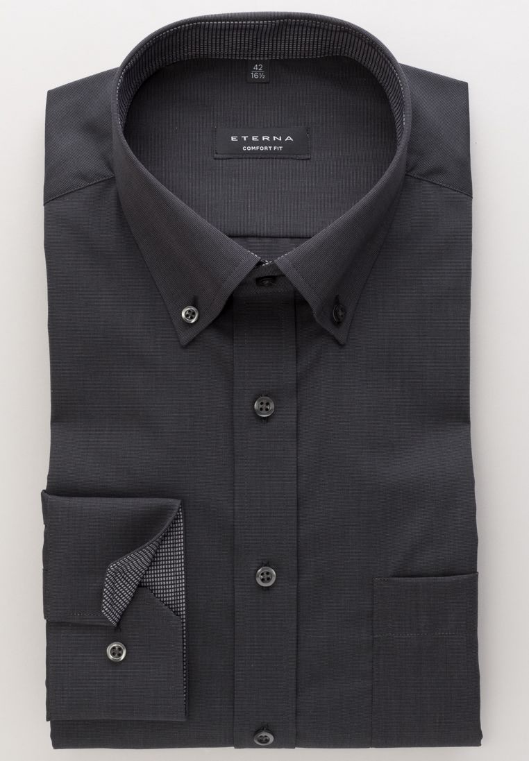 Eterna Hemd in Farbe schwarz, grau oder anthrazit mit verlängertem 68 cm Ärmel.