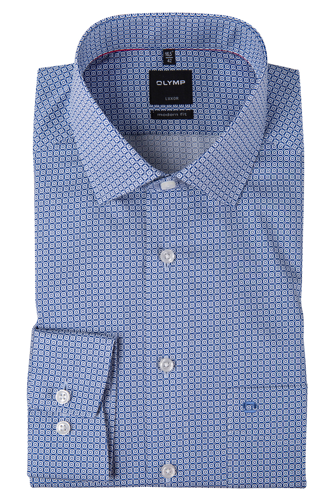Olymp-Hemd-Modern-Fit-mit-Druckmuster-blau-und-72-cm-Ärmellänge