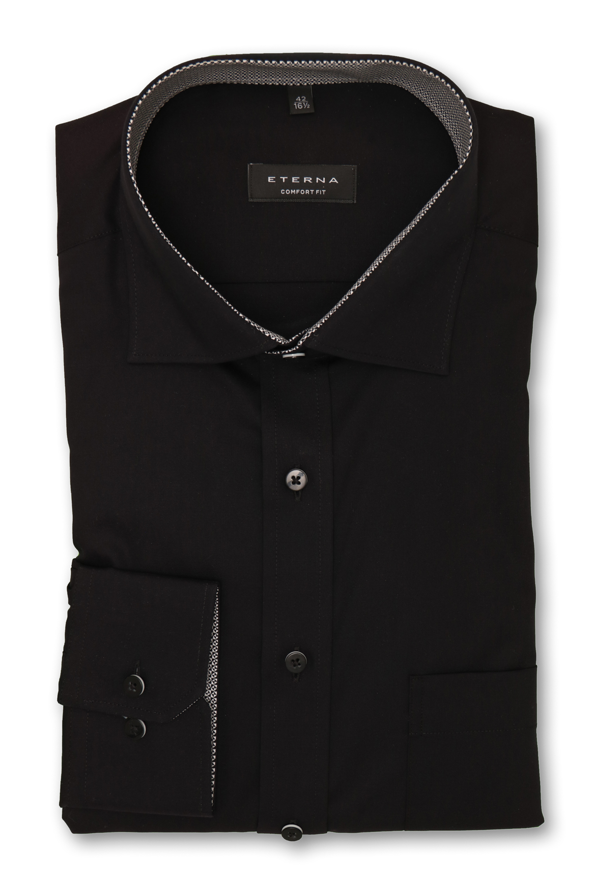 Ansicht-Eterna-Comfort-Fit-Hemd-in-der-Farbe-schwarz-mit-72-cm-Ärmellänge-in-Grösse-und-Kragenweite-41-cm
