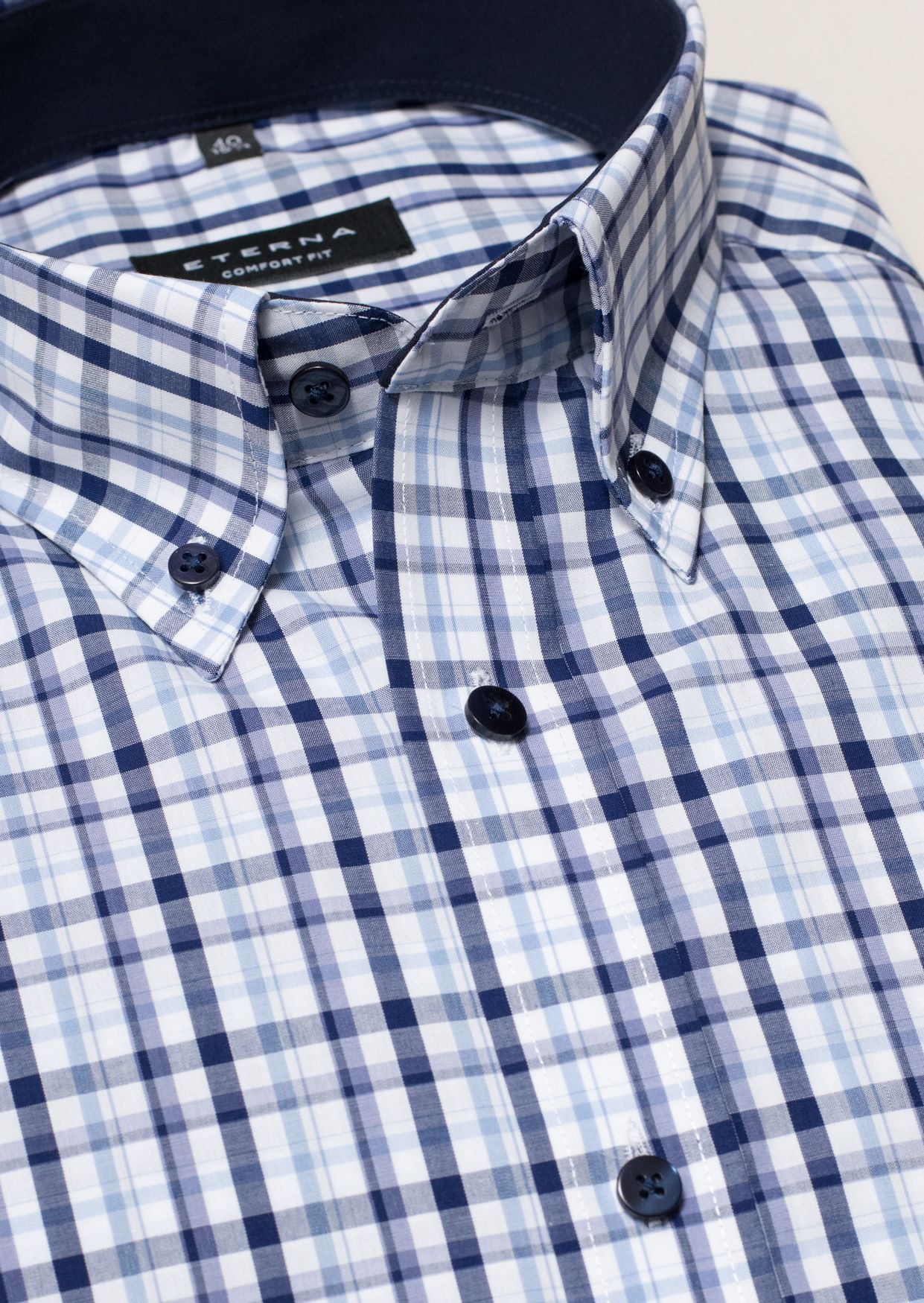 Eterna-Hemd-mit-Button-Down-Kragen-und-Karo-Design