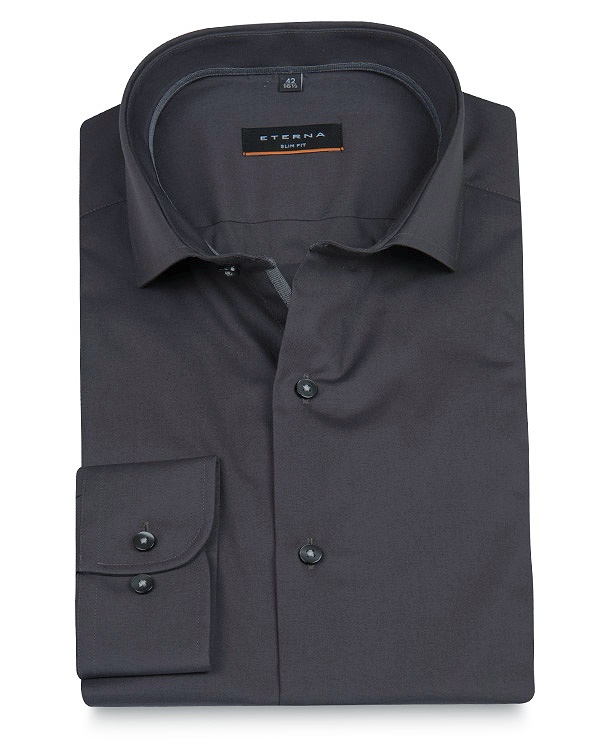 Eterna-Slim-Fit-72-cm-Hemd-in-Farbe-anthrazit-mit-melierten-dunkelgrauen-Knöpfen-in-Kragenweite-40-entpricht-der-Größe-M