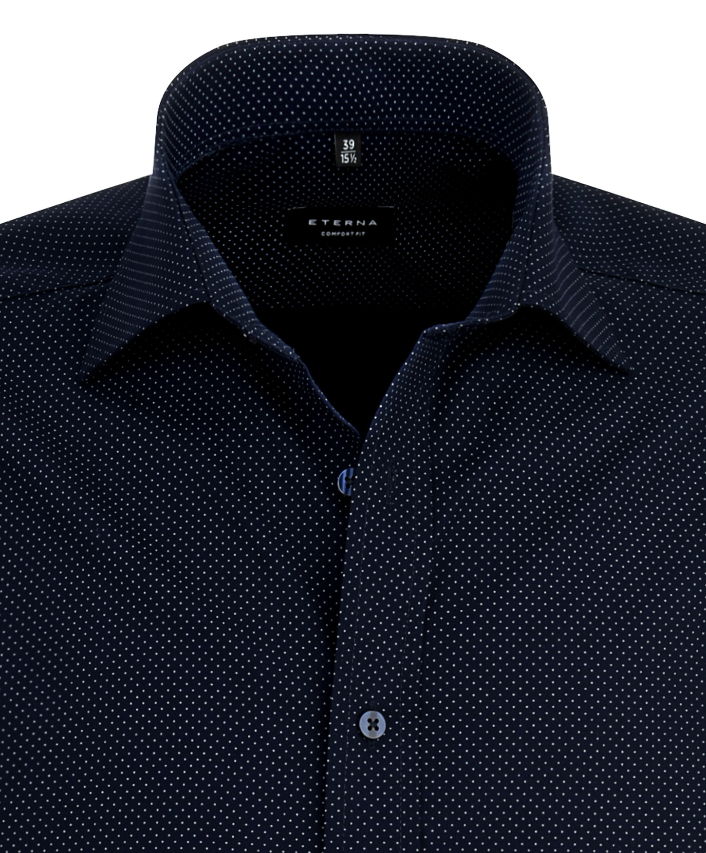 Eterna-Hemd-Comfort-Fit-Kragenansicht-marine-dunkelblau-mit-feinen-Tupfen-und-72-cm-Ärmellänge-liefert-Hemd-24-Aachen