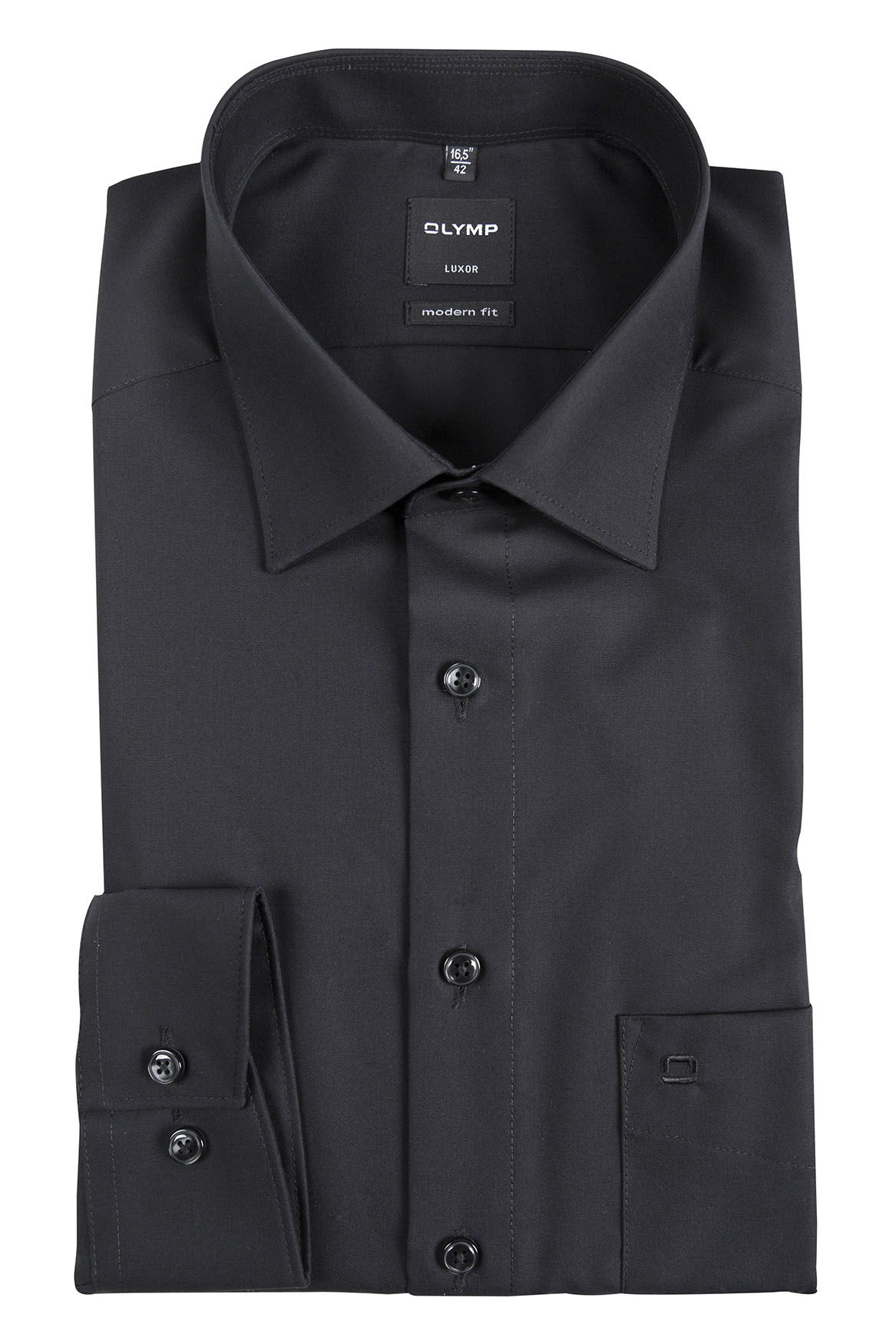 Olymp-Modern-Fit-Hemd-Uni-Popeline-in-der-Farbe-schwarz-mit-72-cm-Ärmellänge-und-verlängerter-Rumpflänge-bei-Hemd24