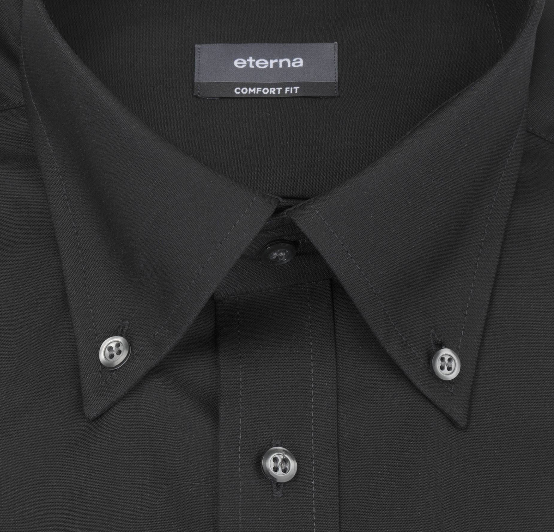 Schwarzes Hemd von Eterna mit Button-Down-Kragen