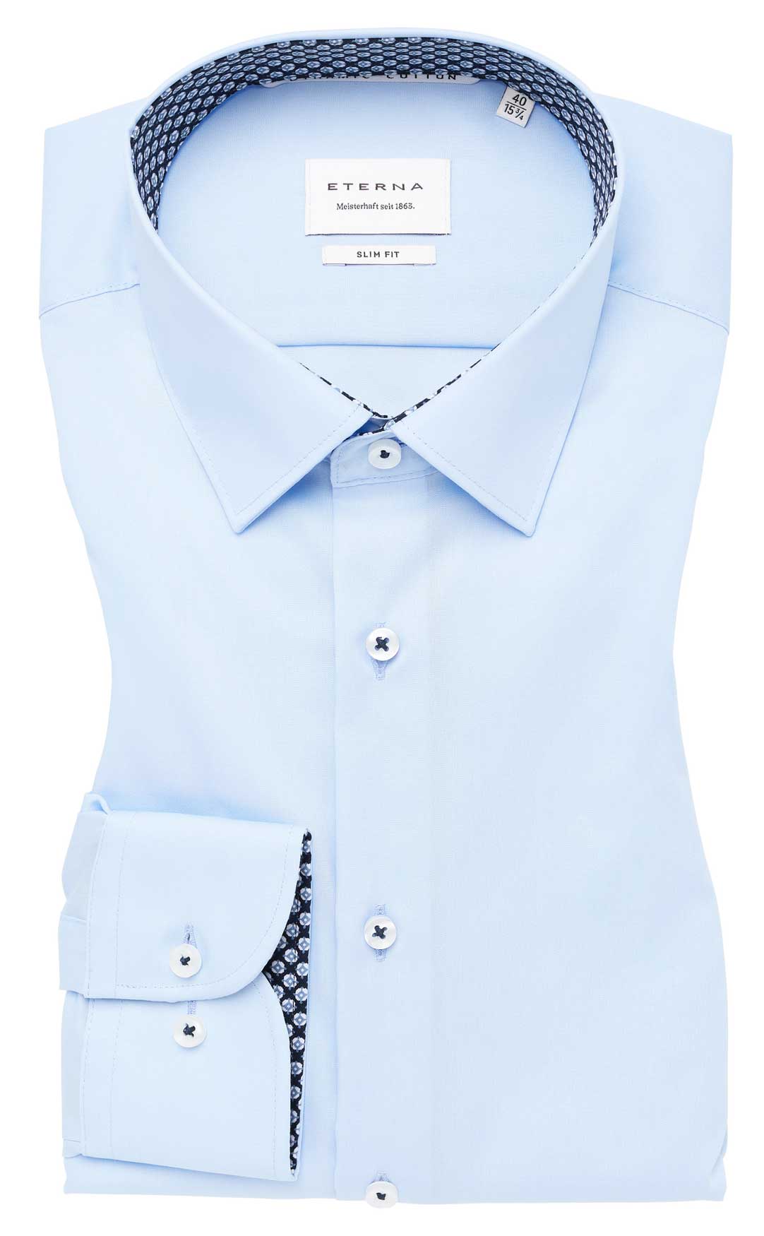 Eterna-Slim-Fit-Hemd-figurbetont-in-der-Farbe-Uni-hellblau-und-Ärmellänge-70cm-Superlang-Artikelnummer-1082-11F141-70