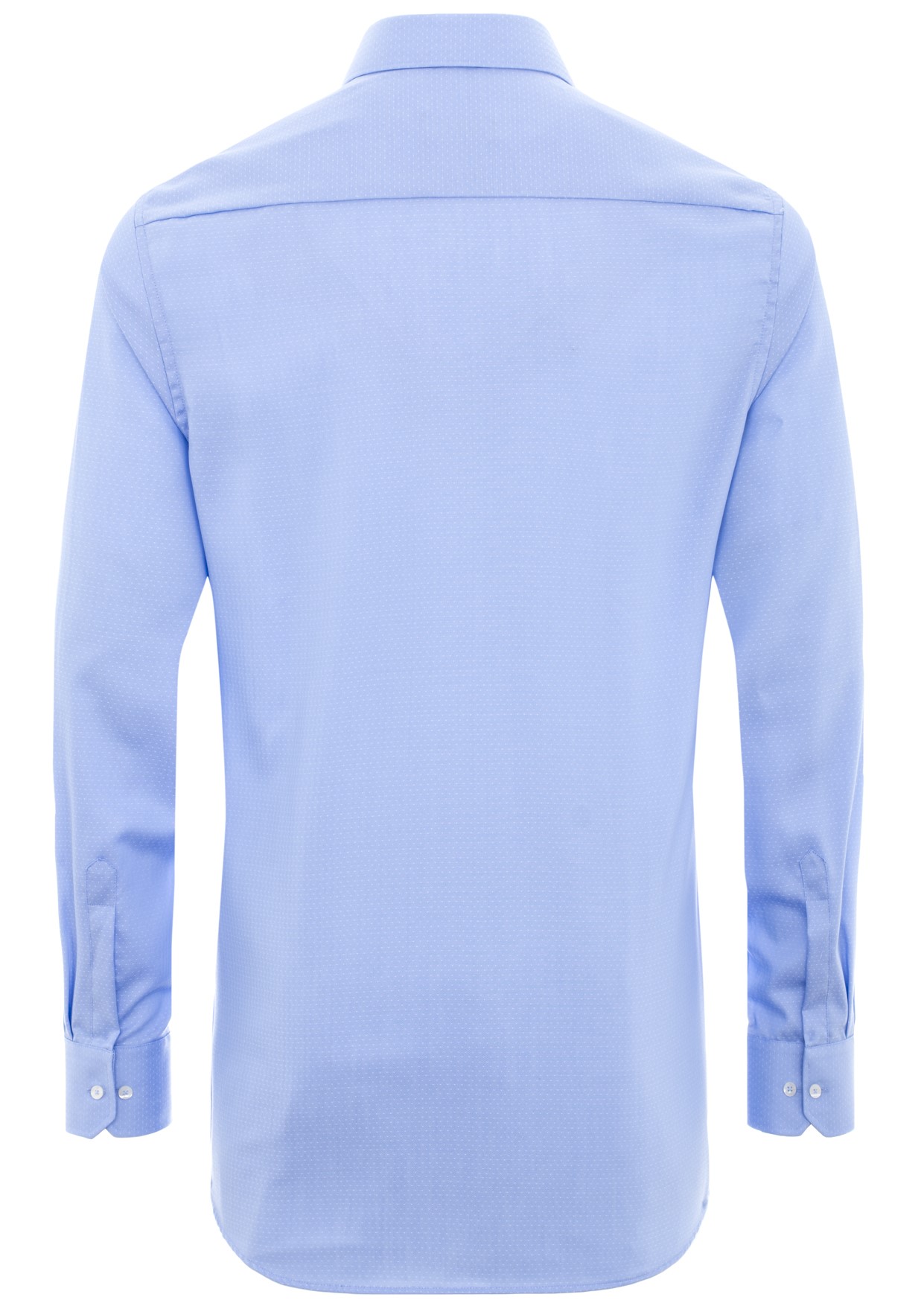 Rückenansicht-eines-Eterna-Hemdes-Farbe-hellblau-mit-feinen-Tupfen-und-72er-Ärmellänge-super-extra-langer-Arm