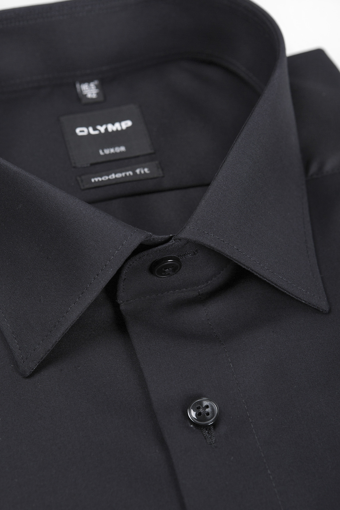 Olymp-Modern-Fit-Kentkragen-Uni-Popeline-in-der-Farbe-schwarz-mit-72-cm-Ärmellänge-in-bügelfreier-Luxor-Stoffqualität