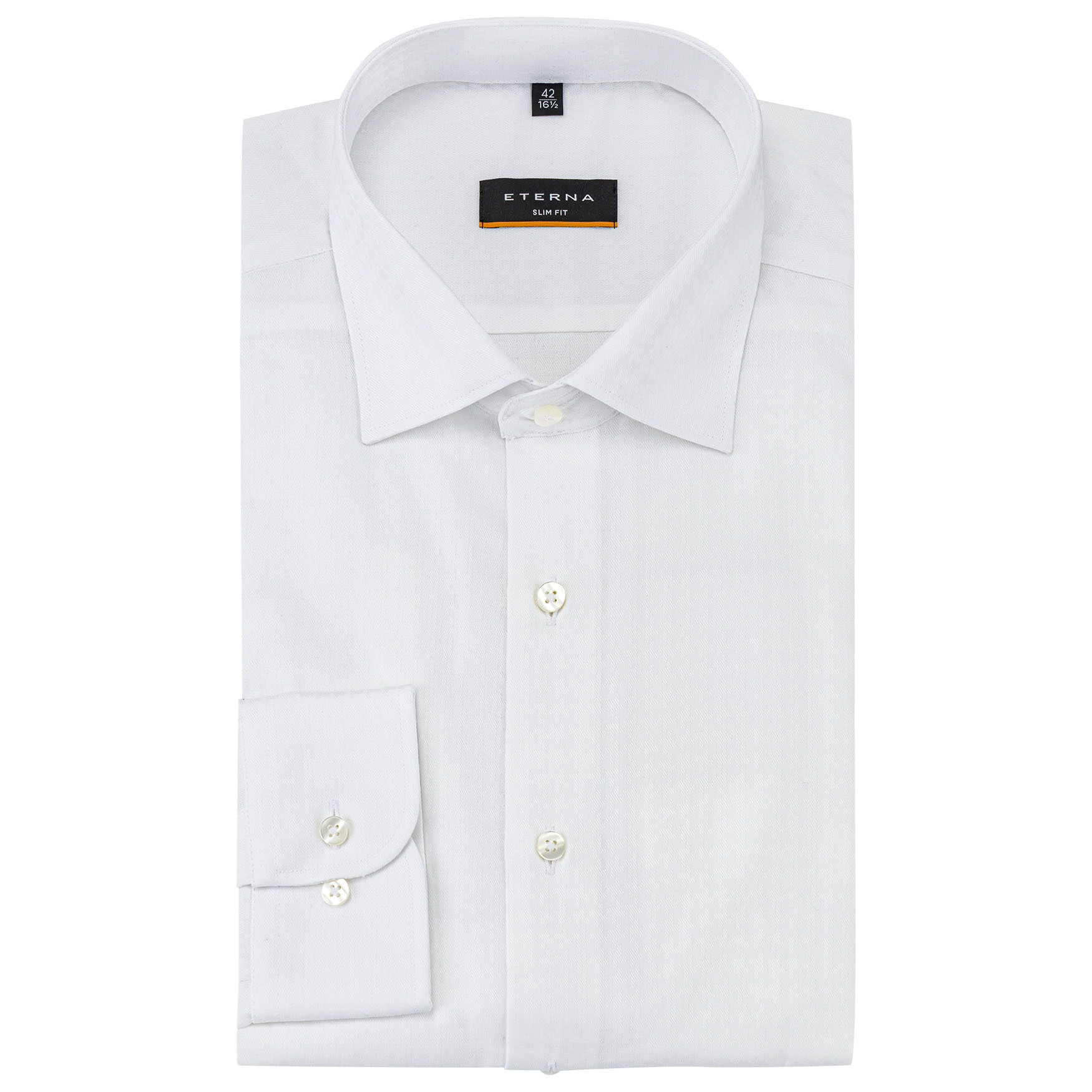 Eterna-Hemd-Slim-Fit-Farbe-Weiß-lieferbar-mit-72-cm-extra-Ärmellänge-in-Kragenweite-40-bis-44. Artikel-4048-00F170-72