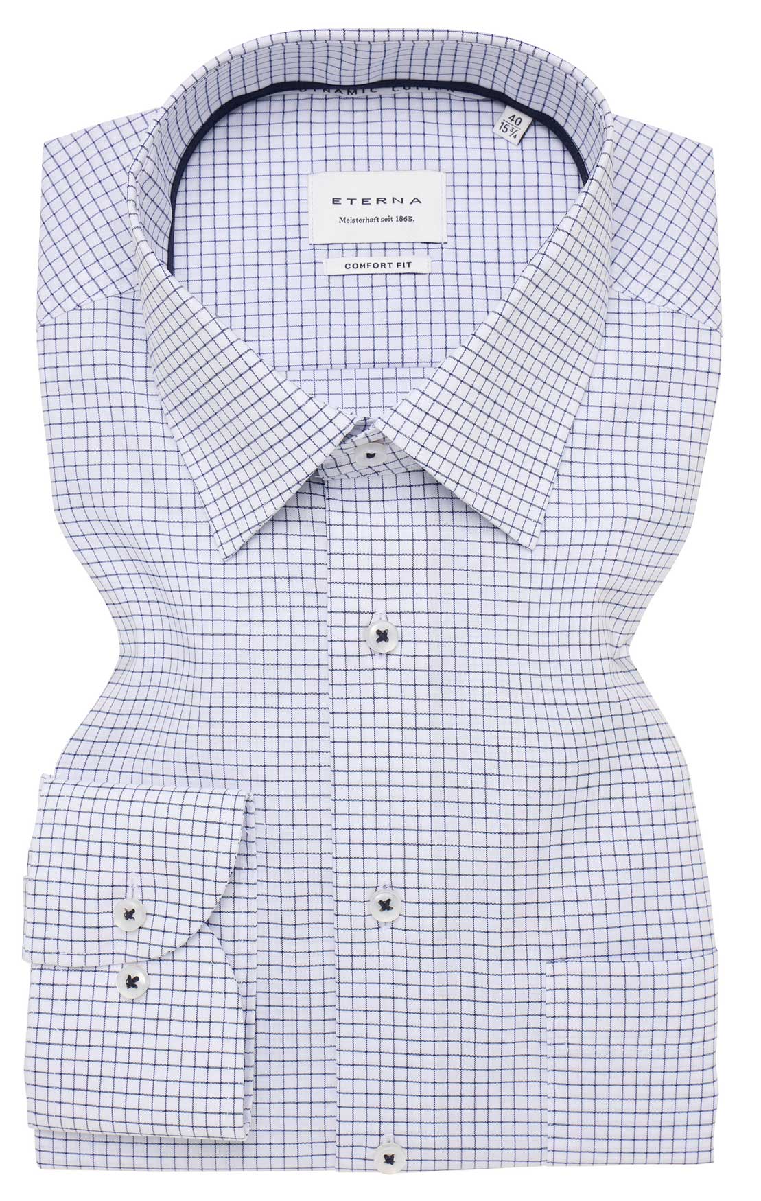 Eterna-Comfort-Fit-Hemd-mit-bequemer-Passform-in-der-Farbe-weiß-blau-kariert-und-Ärmellänge-72cm-Superlang-1083-16E181-72