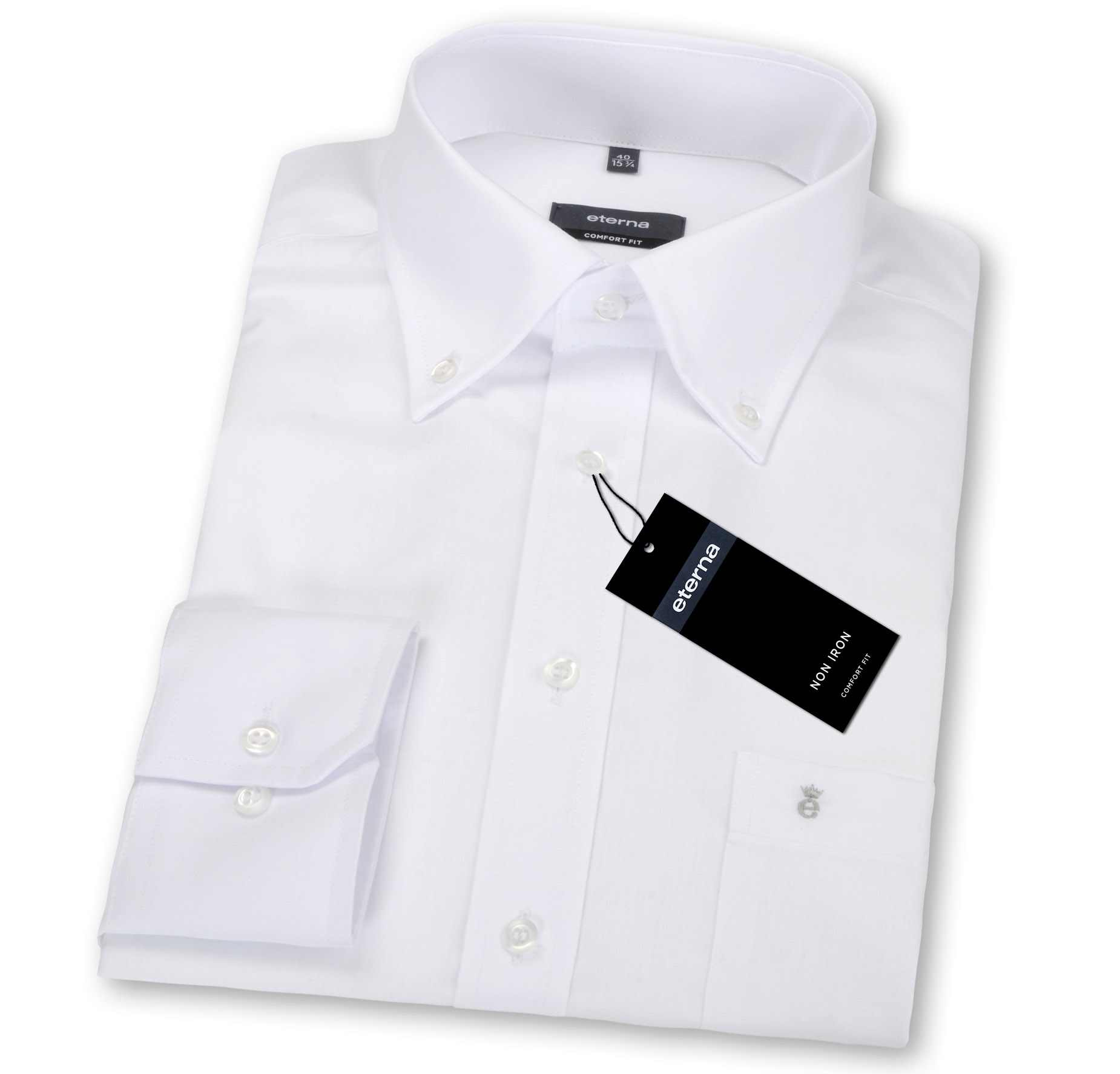 Sie-sehen-ein-Eterna-Comfort-Hemd-in-bequemer-gerader-Passform-Farbe-weiß-mit-72-cm-Ärmel-und-Button-Down-Kragen