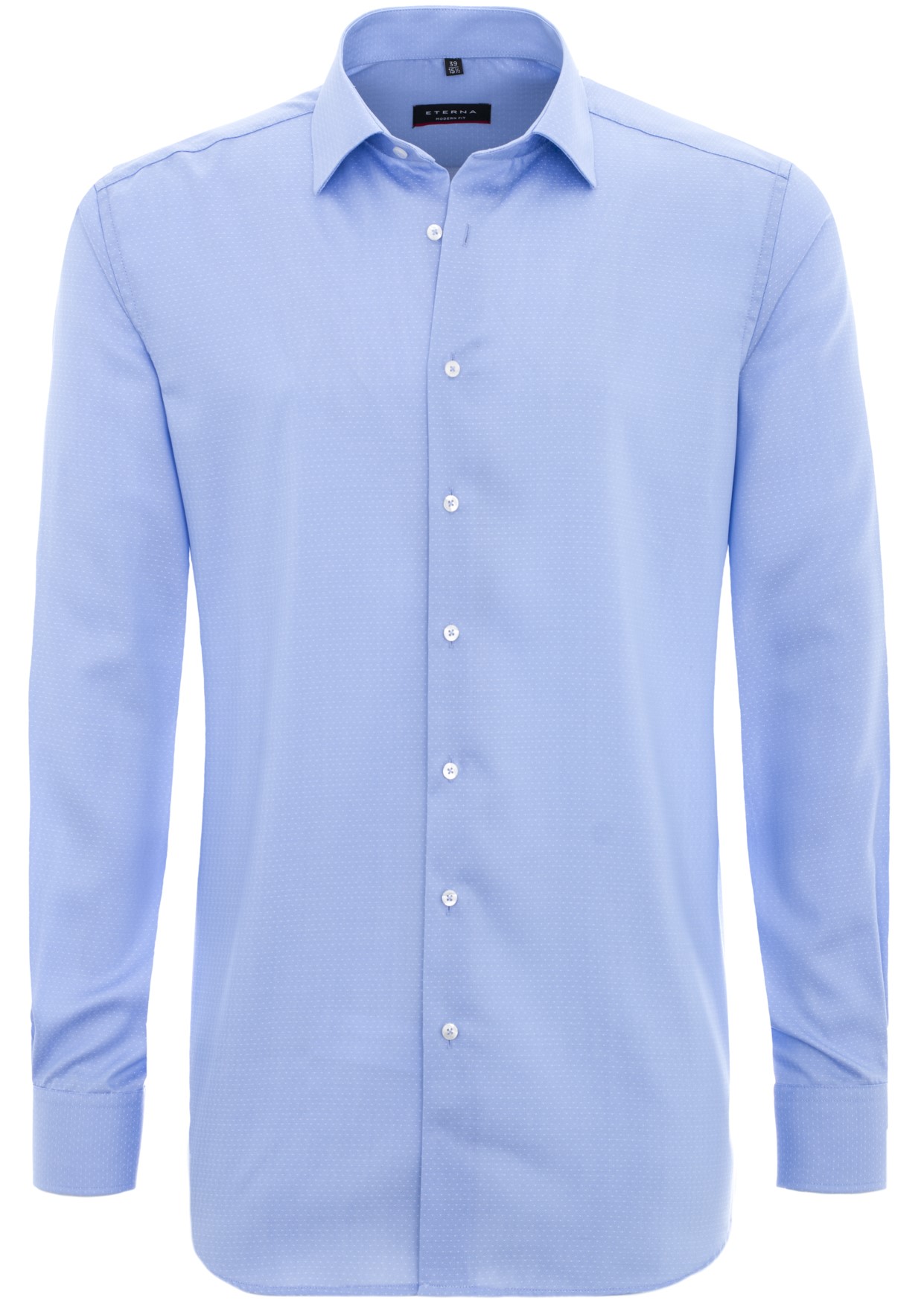 Eterna-Hemd-Modern-Fit-72-cm-Armlänge-hellblau-mit-feinen-Tupfen-auf-Büste-dekoriert