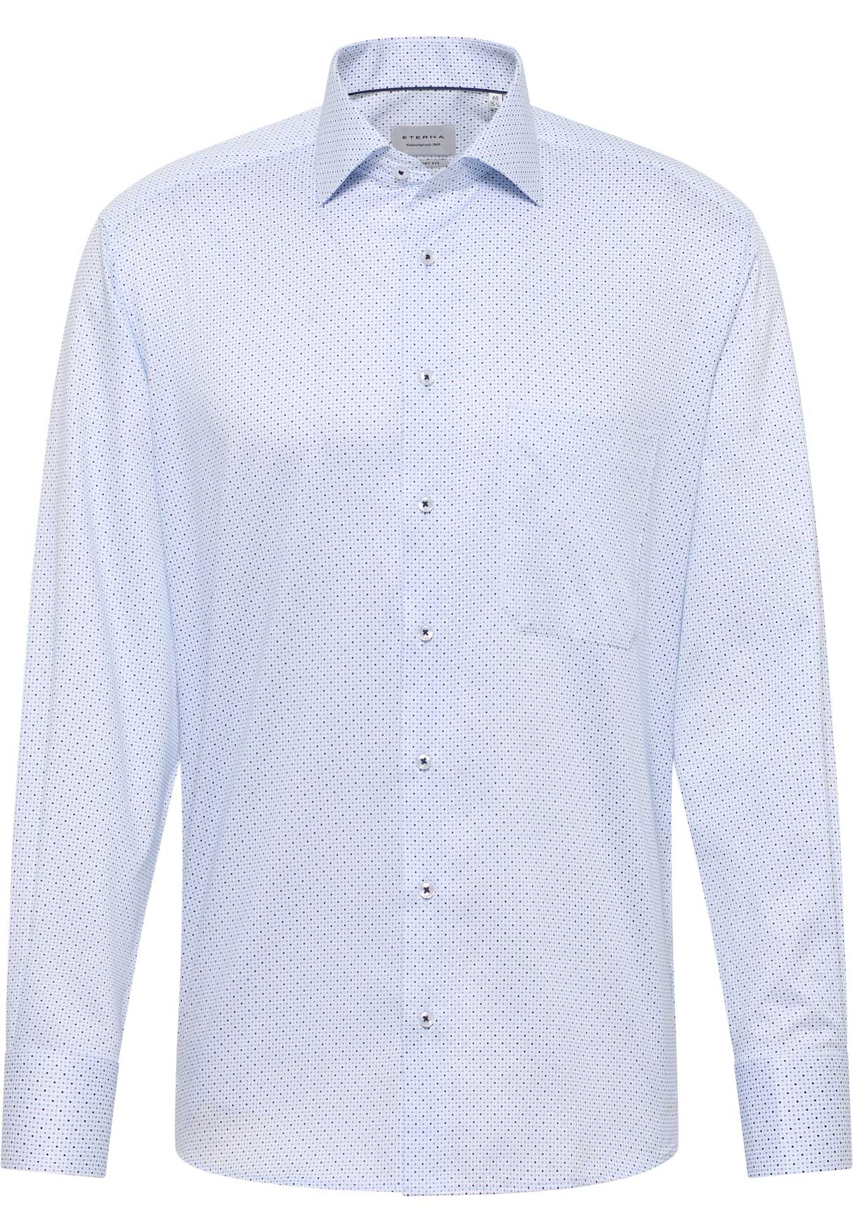 Eterna-Hemd-Comfort-Fit-in-Farbe-weiß-bedruckt-mit-kleinem-Muster-in-hellblau-und-dunkelblau-und-72-cm-Ärmellänge