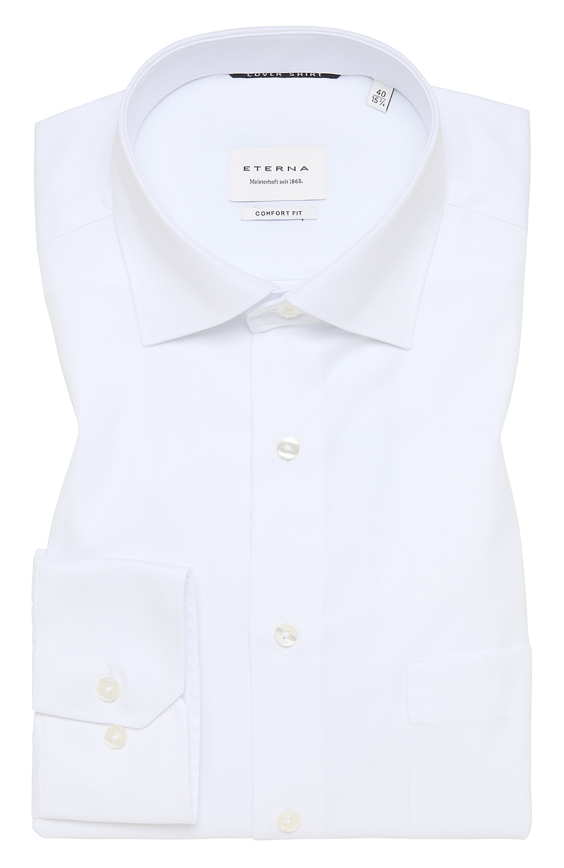 ETERNA blickdichtes Herrenhemd unifarben weiß, mit einer extra Ärmellänge von 68 cm. Bestellnummer 8817-00e19k-68.