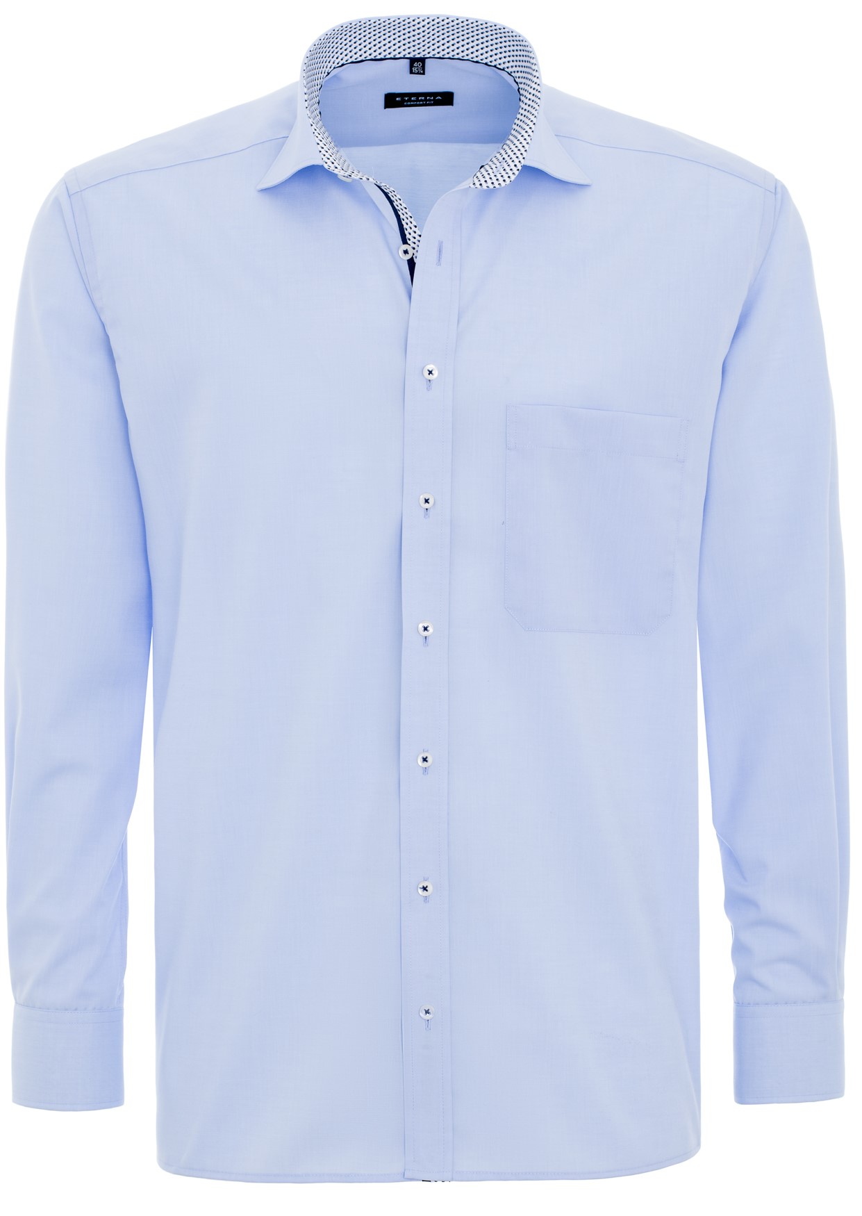 Eterna Comfort Fit Hemd mit-Ansicht auf-Büste in-Farbe Hellblau Bügelfrei Artikelnummer 8500-10E37R