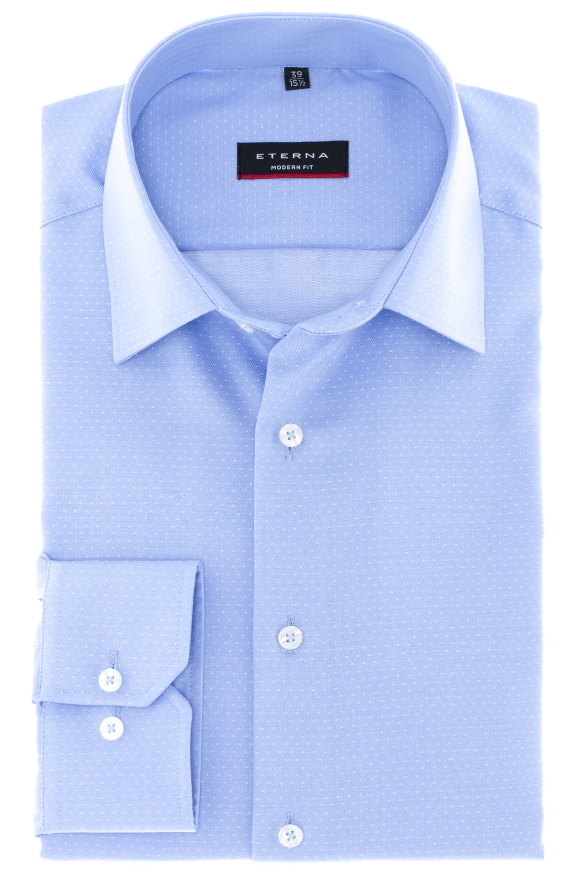 Eterna-Hemd-Modern-Fit-Farbe-hellblau-mit-feinen-Tupfen-und-mit-72er-Ärmellänge-Superlang-und-bügelfreier-Stoff