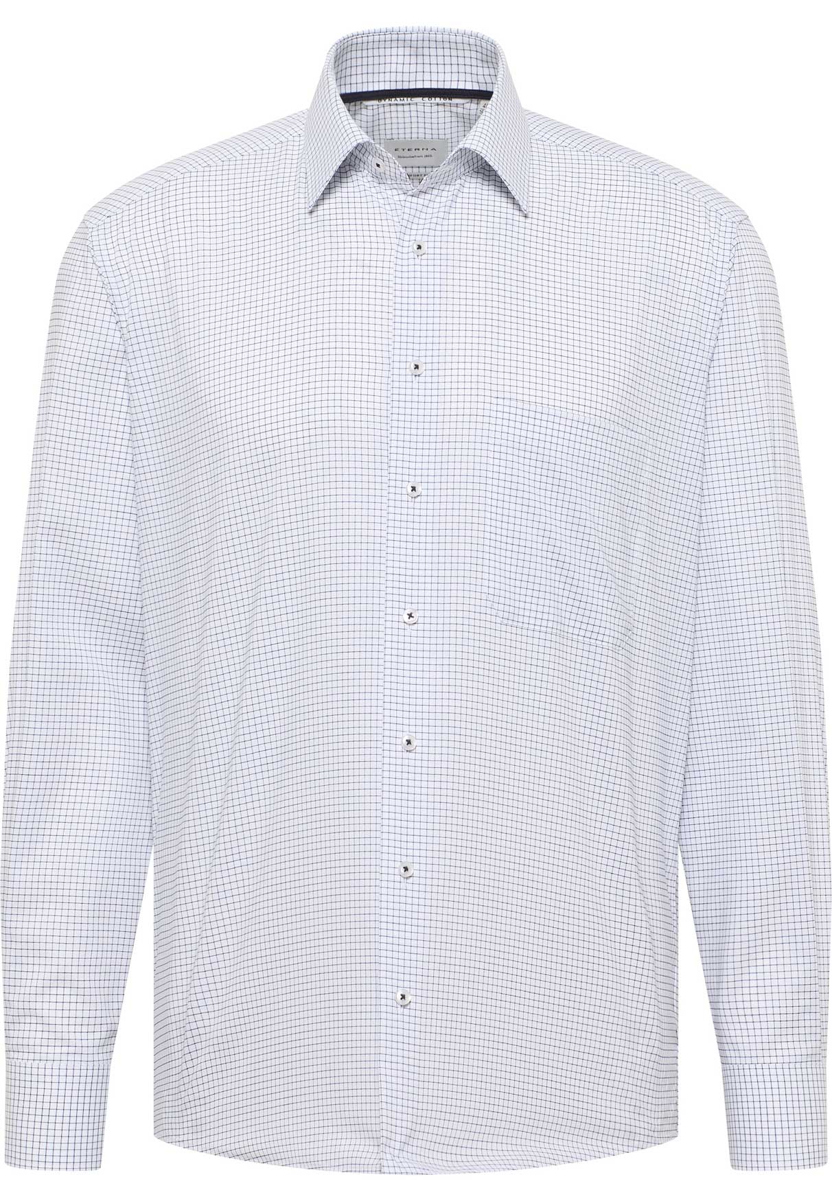 Eterna-Comfort-Fit-Hemd-Hollow-Man-Karo-rauchblau-auf-weiß-und-innovativer-Webtechnik-Dynamic-Cotton-Ärmellänge-72cm