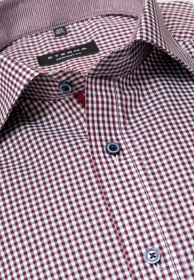 ETERNA Hemd Comfort 68 cm EXTRA LANG rot kariert