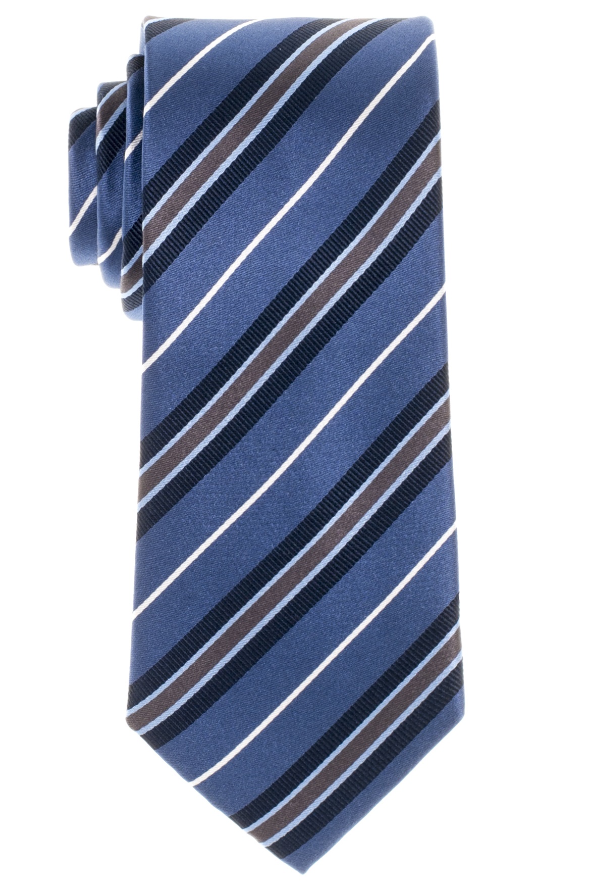 Gestreifte Eterna Krawatte in blau marine weiß und grau-braun | ETERNA und  Olymp Hemden 68 + 72 cm Extra Lang
