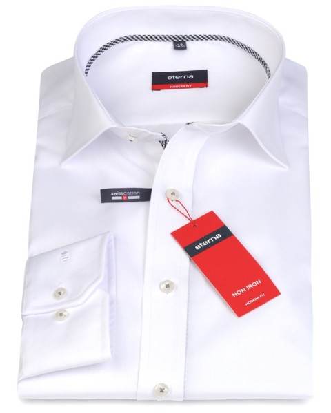 ETERNA Hemd Modern Fit 72 cm weiß mit schwarz