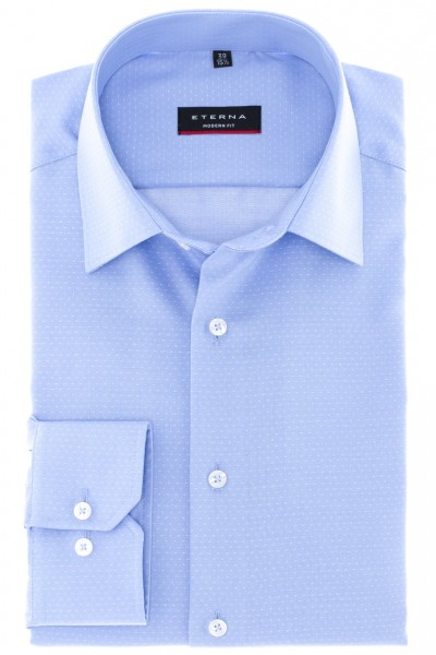 ETERNA Hemd Modern Fit 72 cm Super Lang blau mit Tupfen