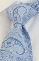 PELO Krawatte Paisley hellblau silber weiß