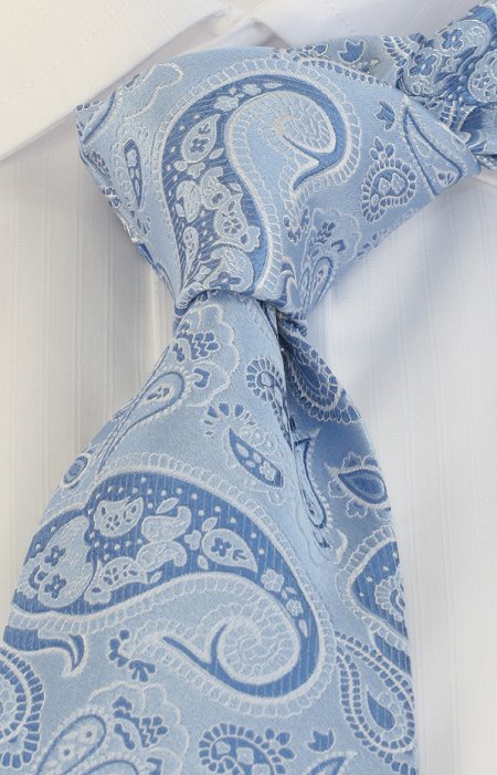 Pelo Seidenkrawatte Paisley festlich hellblau | ETERNA und Olymp Hemden 68  + 72 cm Extra Lang | Breite Krawatten