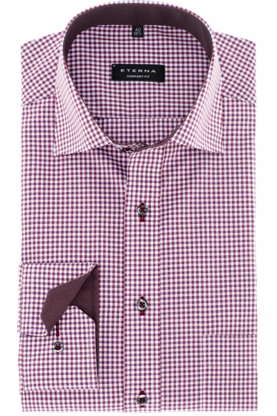Eterna Hemd Comfort Fit 68 Extrallang rot-weiß kariert