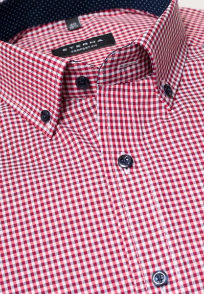 Eterna Hemd mit 68 cm verlängerter Arm Vichy-Karo rot