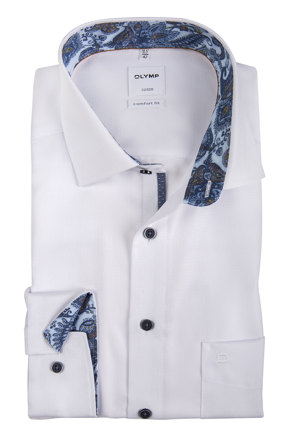 Olymp Luxor Hemd 69 cm mit extra langer Arm weiß floral | ETERNA und Olymp  Hemden 68 + 72 cm Extra Lang